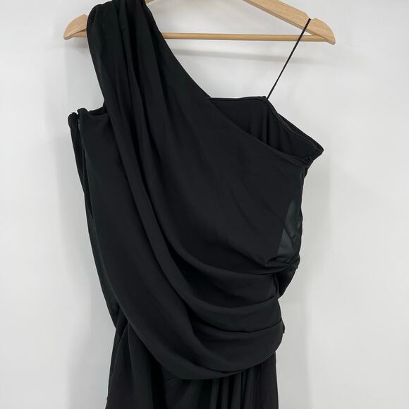 L'Academie by Marianna | NWT Morgane Gown Black Asymmetric One Shoulder Maxi L - Picture 12 of 16